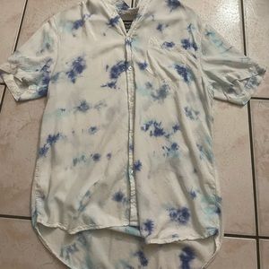 Sky mix blue/white button-down t shirt men